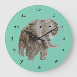 Grande Horloge Ronde Animal sauvage Art Elephant