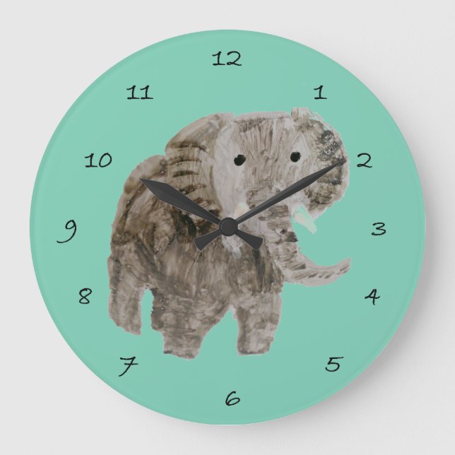 Grande Horloge Ronde Animal sauvage Art Elephant (Recto)
