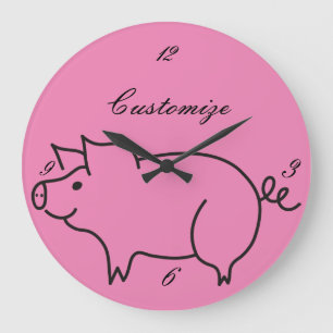 Grande Horloge Ronde Animal Thunder_Cove de porc