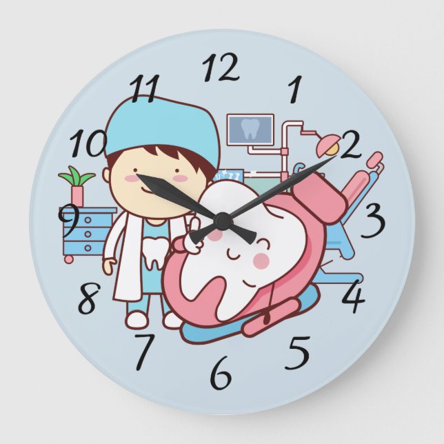 Grande Horloge Ronde Animated dentist with tooth (Recto)