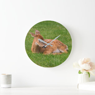 Grande Horloge Ronde Animaux de bébés cutest   Little Fawn