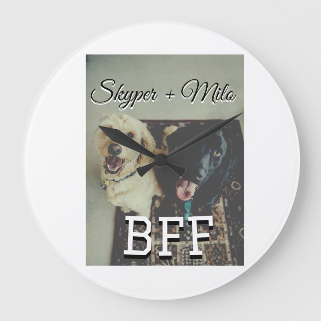 Grande Horloge Ronde Animaux de compagnie amis besties ajouter nom anim (Recto)