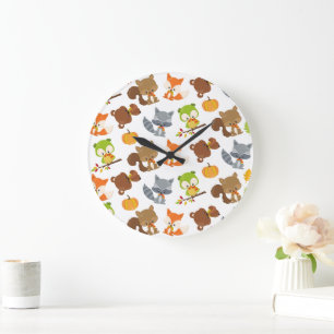 Grande Horloge Ronde Animaux de forêt, Animaux de forêt, Animaux d'auto