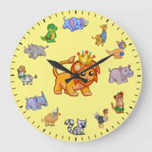 Grande Horloge Ronde Animaux Sauvages Mignons et Uniques sur le Thème