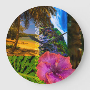 Grande Horloge Ronde Anini Beach, Kauai Hawaiian Collage