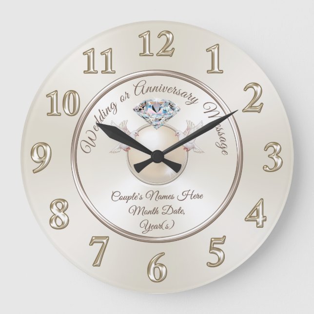 Grande Horloge Ronde Anneau des perles et diamants 60e anniversaire Hor (Recto)