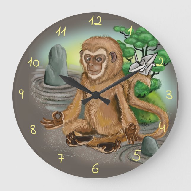 Grande Horloge Ronde Année chinoise du zodiaque du singe (Recto)