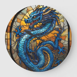 Grande Horloge Ronde Année du dragon bleu 2024