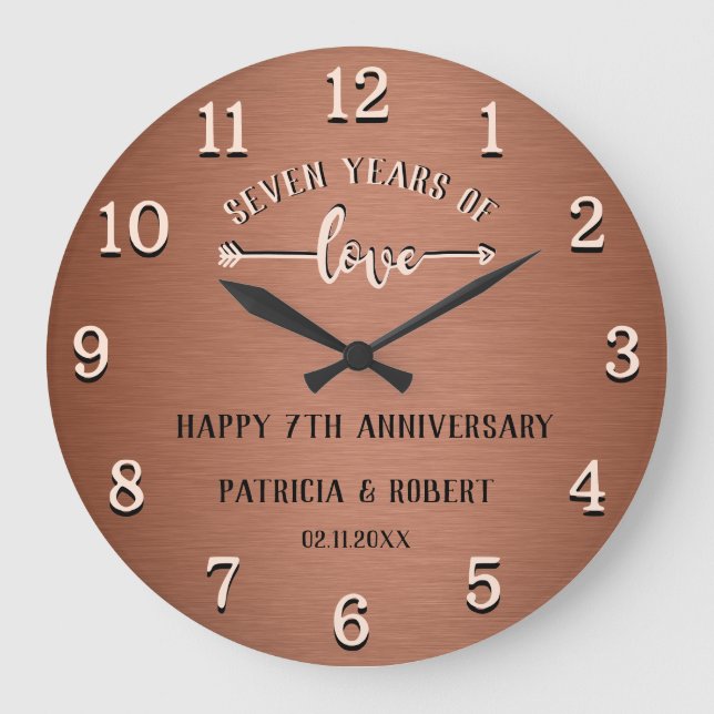 Grande Horloge Ronde Anniversaire de cuivre Joyeux 7e anniversaire de m (Recto)