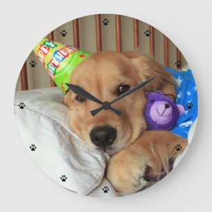 Grande Horloge Ronde Anniversaire de golden retriever