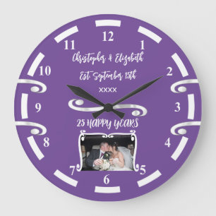 Grande Horloge Ronde Anniversaire de mariage d'argent 25 ans ajouter no