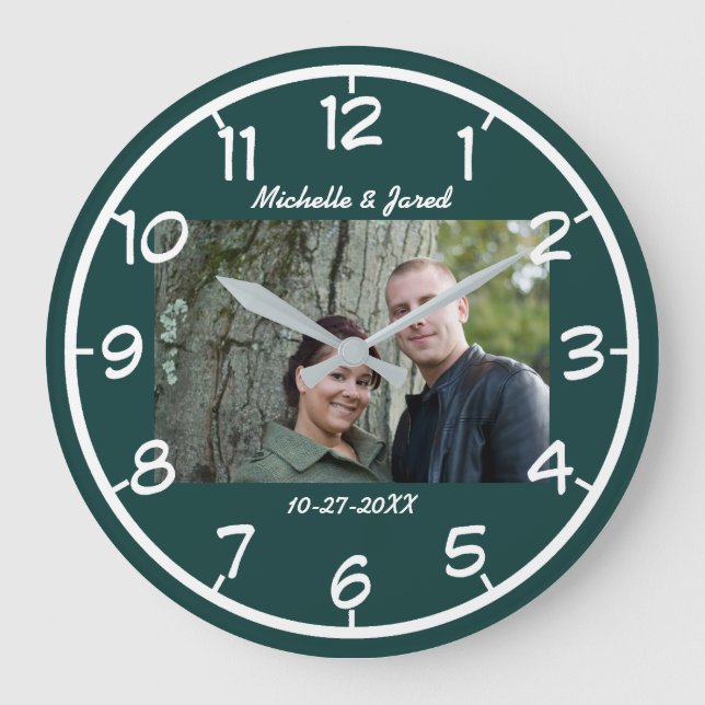 Grande Horloge Ronde Anniversaire de mariage de couples Photo moderne (Recto)