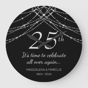 Grande Horloge Ronde Anniversaire du Mariage à cordes d'argent