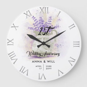 Grande Horloge Ronde Anniversaire du Mariage de la ferme en dentelle ru