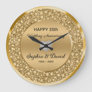 Grande Horloge Ronde Anniversaire du Mariage Gold Diamonds