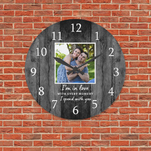 Grande Horloge Ronde Anniversaire Mariage moderne Photo Love Citation N