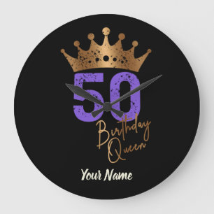 Grande Horloge Ronde Anniversaire Reine 50 pour 50e anniversaire couron