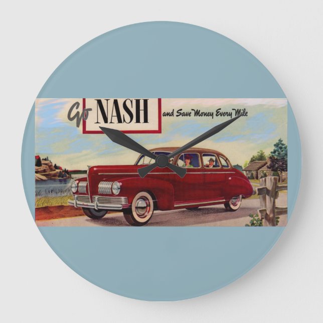 Grande Horloge Ronde Annonce automobile Nash 1941 (Recto)