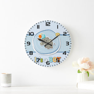 Grande Horloge Ronde Annonce de naissance d'un bébé éléphant mignon gar