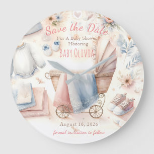 Grande Horloge Ronde Annonce de naissance mignonne à venir bientôt