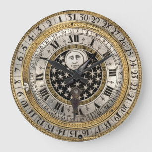 Grande Horloge Ronde Antique 1650 Calendrier Montre Imprimer