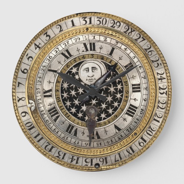 Grande Horloge Ronde Antique 1650 Calendrier Montre Imprimer (Recto)