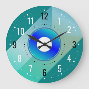 Grande Horloge Ronde Antique & Décor Contemporain - Moderne Turquoise