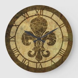 Grande Horloge Ronde Antique Fleur De Lis