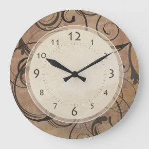 Grande Horloge Ronde Antique Italien Élégant Fils Toscane Brown