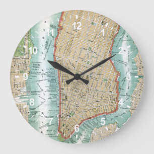 Grande Horloge Ronde Antique Map of Lower Manhattan and Central Park