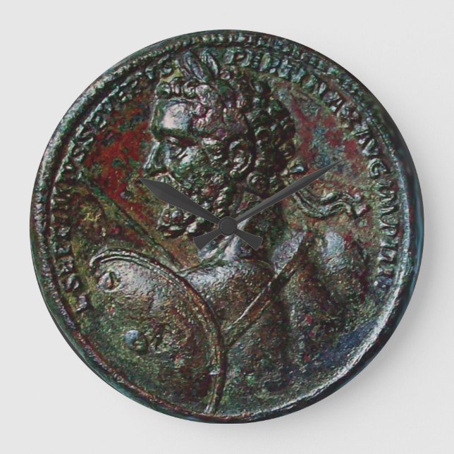 GRANDE HORLOGE RONDE ANTIQUE ROMAIN BRONZE MEDALLION EMPEROR GRAVE (Recto)