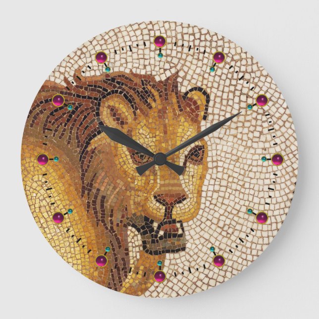 GRANDE HORLOGE RONDE ANTIQUE ROMAN MOSAICS / LION (Recto)