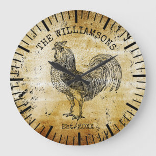 Grande Horloge Ronde Antique Vintage Russe Nom de famille Poulet de fer