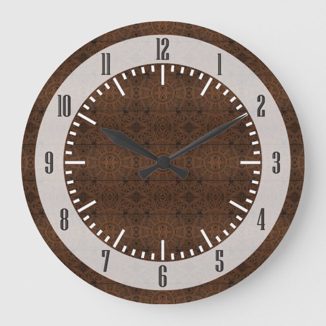 Grande Horloge Ronde Antique Wooden Cabinet Tiled Syméy Pattern (Recto)