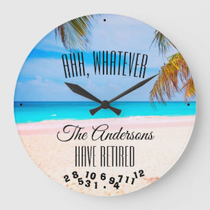 Grande Horloge Ronde Any Family Name Funny Couples Retirement Beach 