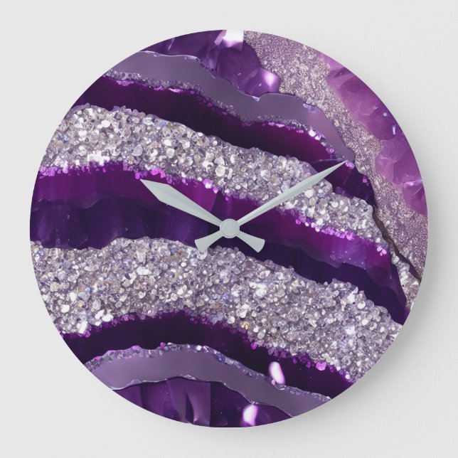 Grande Horloge Ronde *~* AP66 Glam QR Lavende Purple Silver Parties sci (Recto)