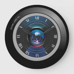 Grande Horloge Ronde Appareil photo Zoom Lens avec chiffres romains