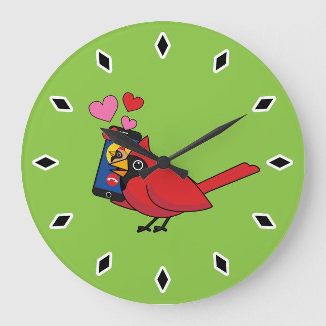 Grande Horloge Ronde Appels d'accouplement Cardinal Bird Love (Recto)