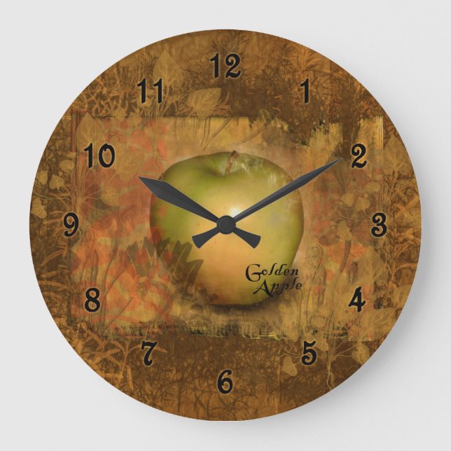 Grande Horloge Ronde Apple d'or botanique (Recto)