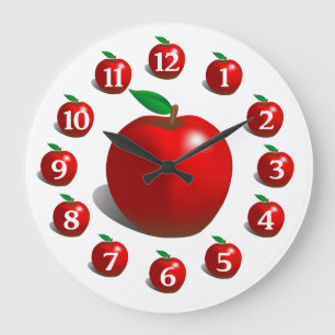 Grande Horloge Ronde Apple rouge synchronisent
