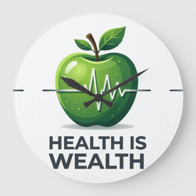 Grande Horloge Ronde Apple with Heartbeat Pulse and Health is Wealth (Recto)