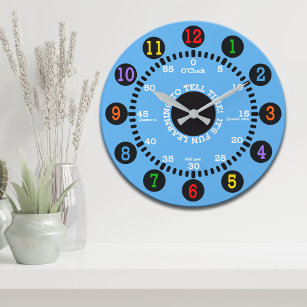 Grande Horloge Ronde Apprendre à dire l'heure (bleu)