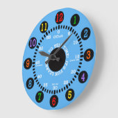 Grande Horloge Ronde Apprendre à dire l'heure (bleu) (Angle)