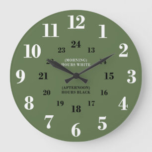 Grande Horloge Ronde Apprenez à dire aux militaires l'heure Olive Army 