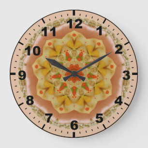 Grande Horloge Ronde ~ Apricot gonflé et Fractal citron ~