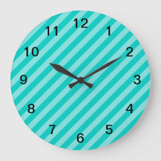 Grande Horloge Ronde Aqua and Turquoise Stripes