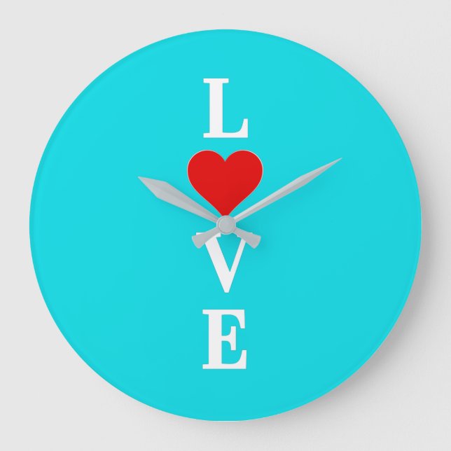 Grande Horloge Ronde Aqua Blue LOVE Heart (Recto)