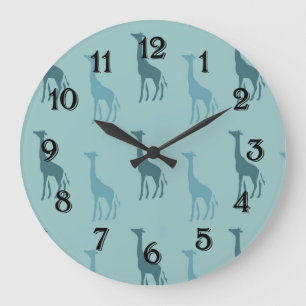 Grande Horloge Ronde Aqua Giraffes