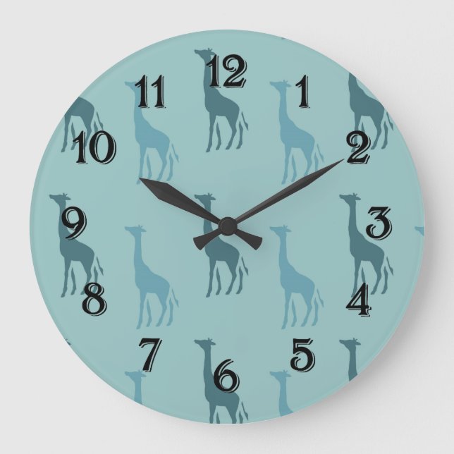 Grande Horloge Ronde Aqua Giraffes (Recto)