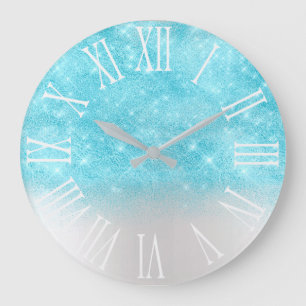 Grande Horloge Ronde Aqua Ocean, effet Parties scintillant White Spark